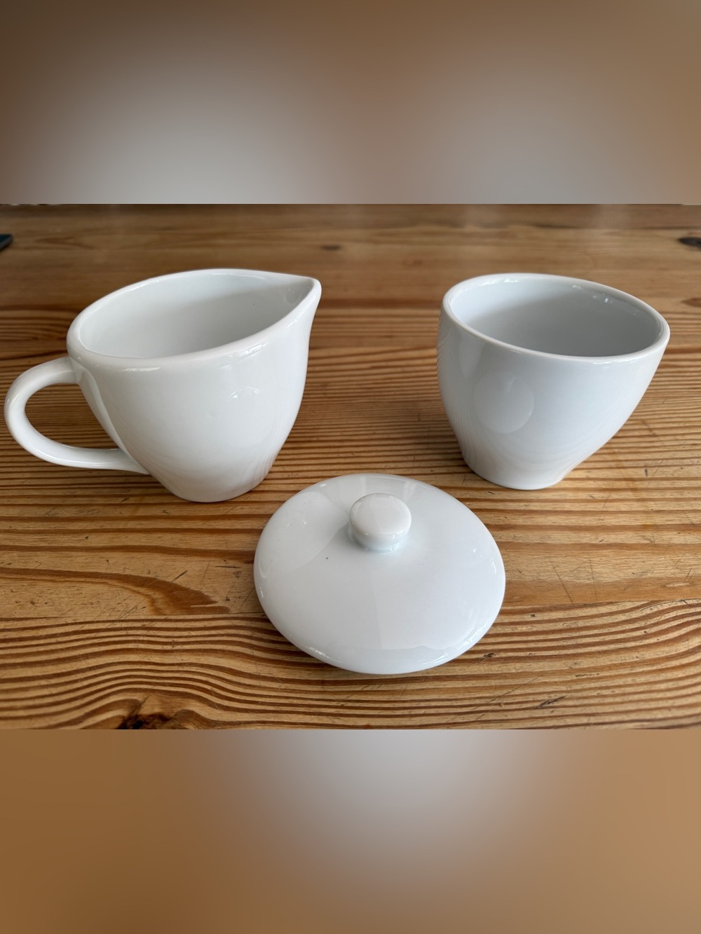 Pottery Barn “Great White” Sugar Bowl with Lid and Creamer Set